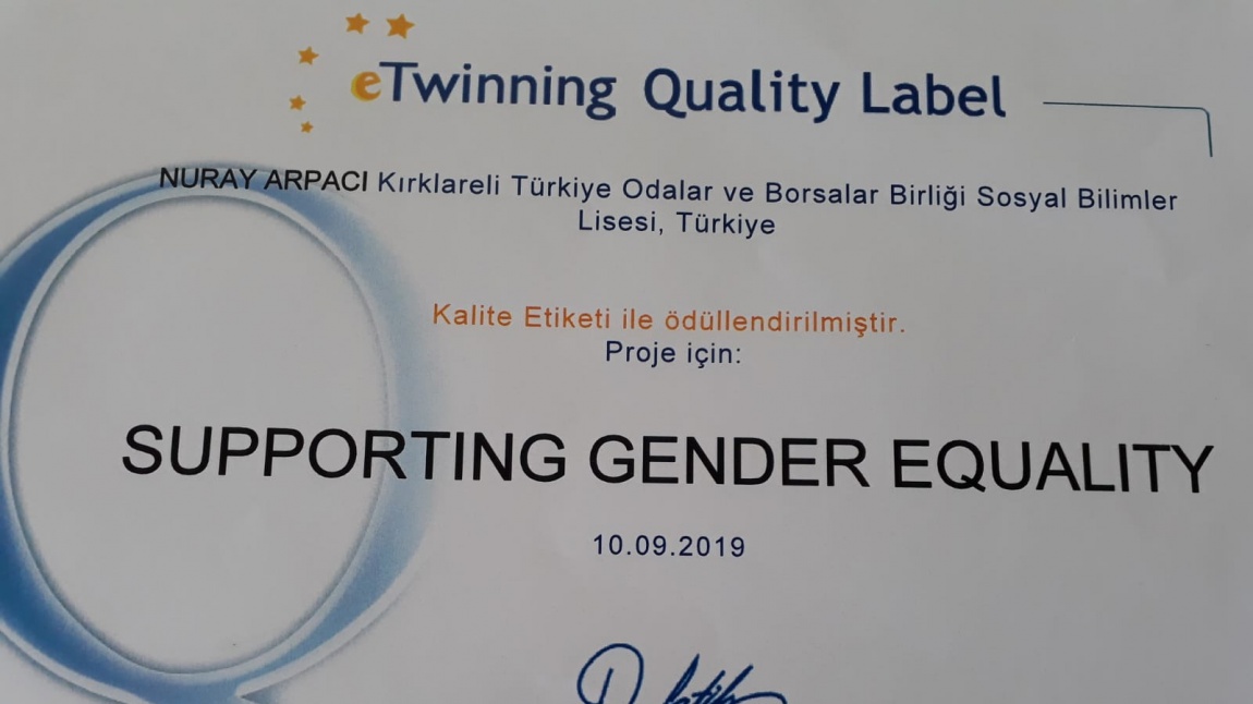 Okulumuz e-twinning kalite etiketi ile ödüllendirildi