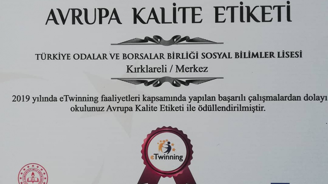 Okulumuz eTwinning Avrupa Kalite Ödülü ile ödüllendirildi